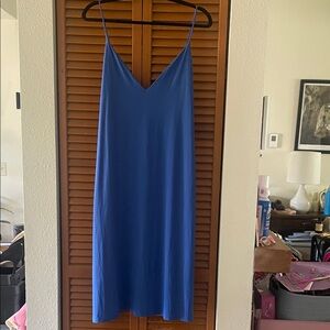 Zara Cobalt Blue Slip Dress with V-Neck